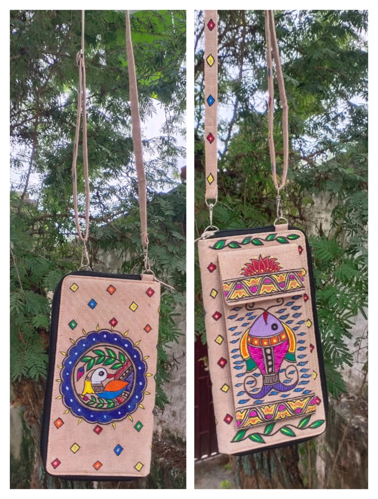 Fabric Clutch with Mobile Holder