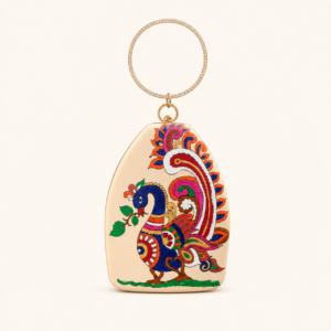 Kalamkari Peacock on Potali Metal Clutch