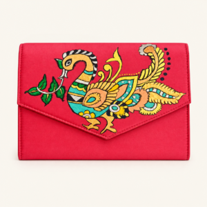 Kalamkari Peacock on Silk Sling Purse