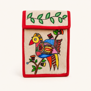 Madhubani Bird on Canvas Mobile Holder