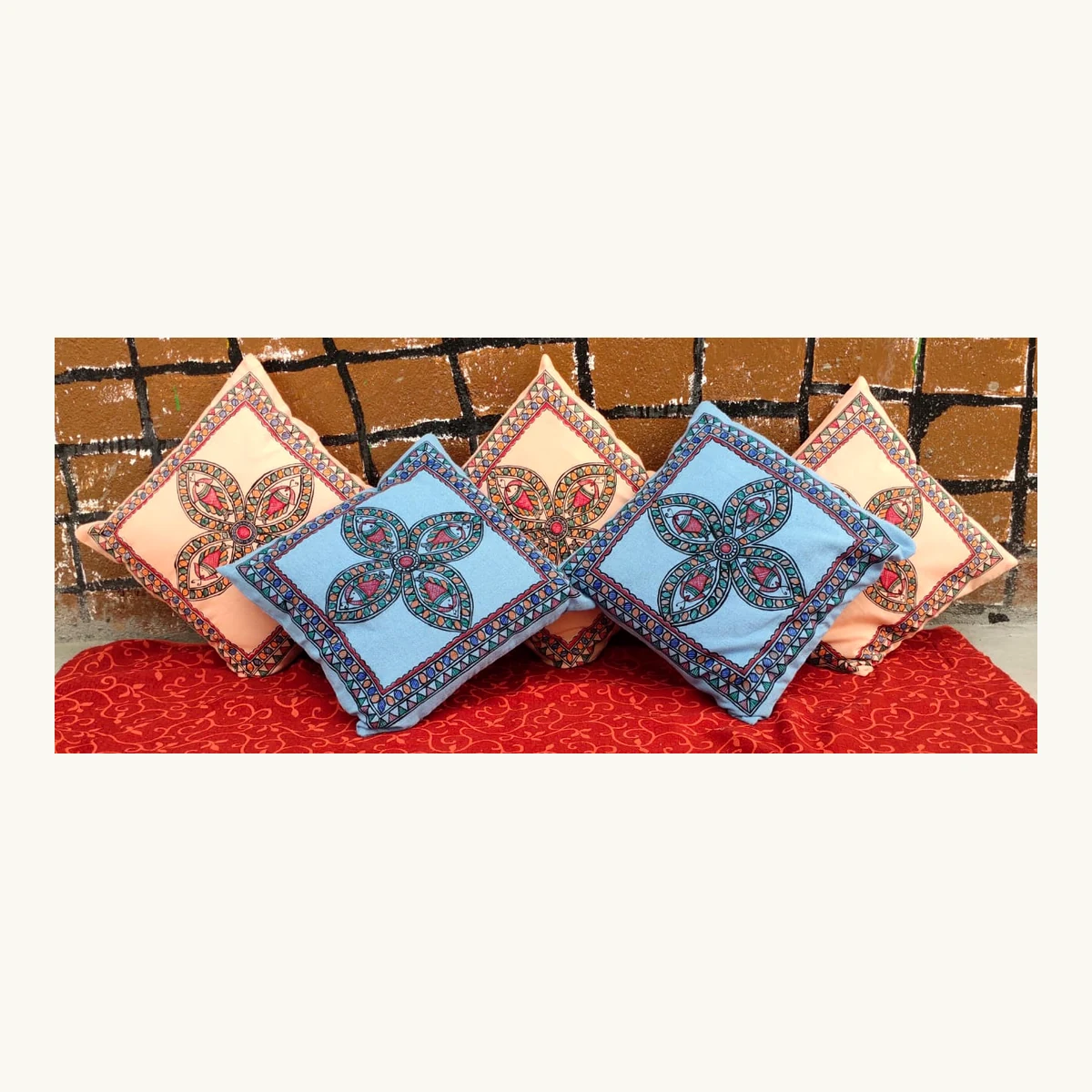 Madhubani Border Cushion Cover