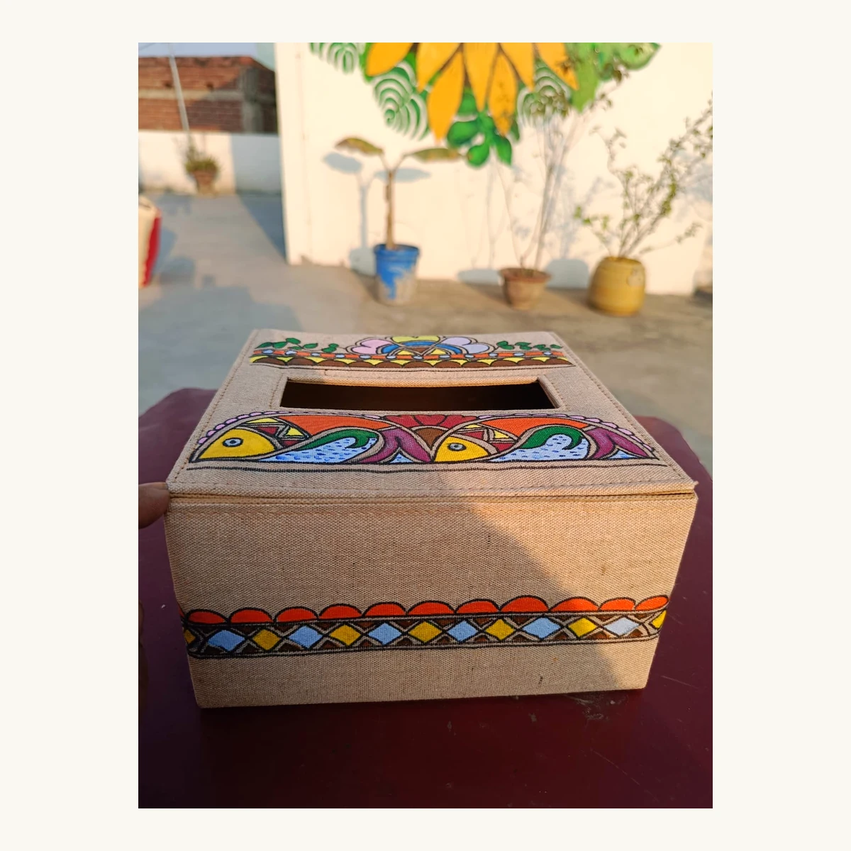 Madhubani Border Design on Tissue Paper Box