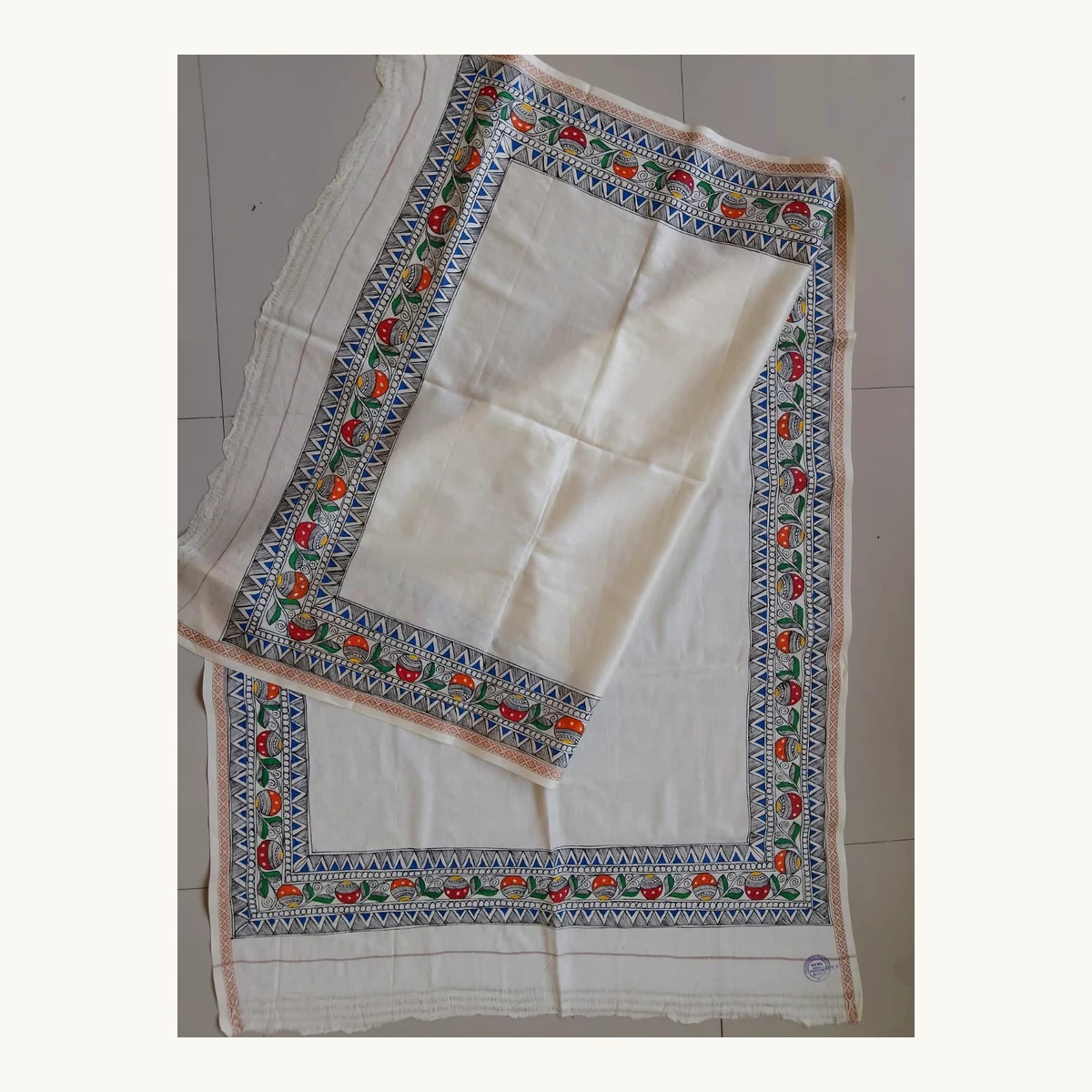 Madhubani Border Woollen Shawl