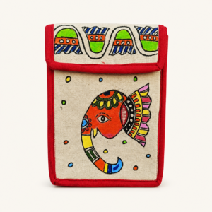Madhubani Elephant Head on Mobile Holder