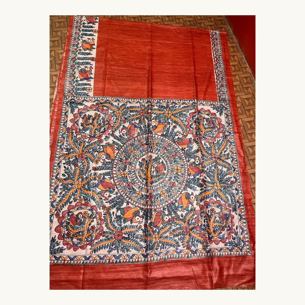 Madhubani Jeevmandal 2 Tussar Saree