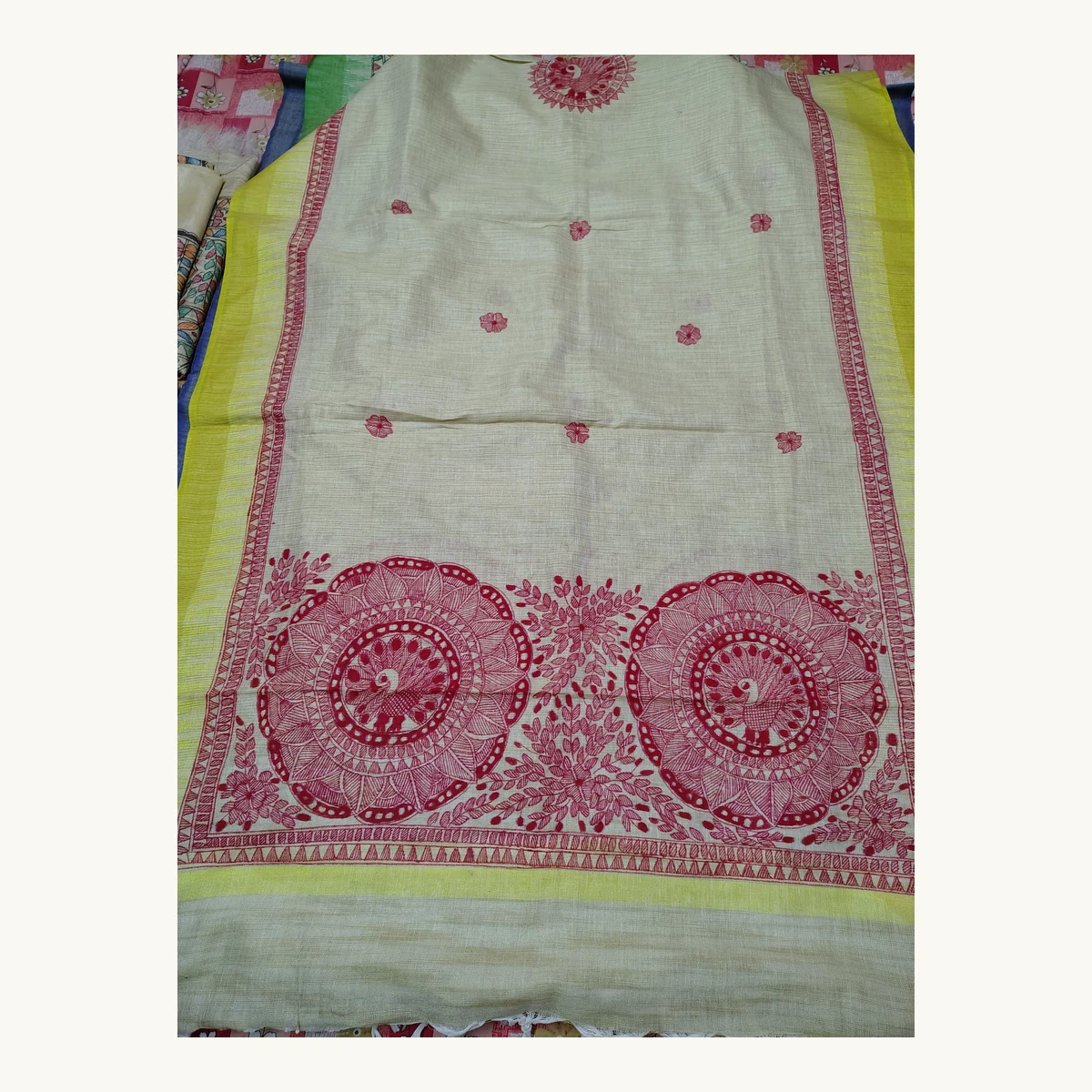 Madhubani Kachni Motif Cotton Dupatta