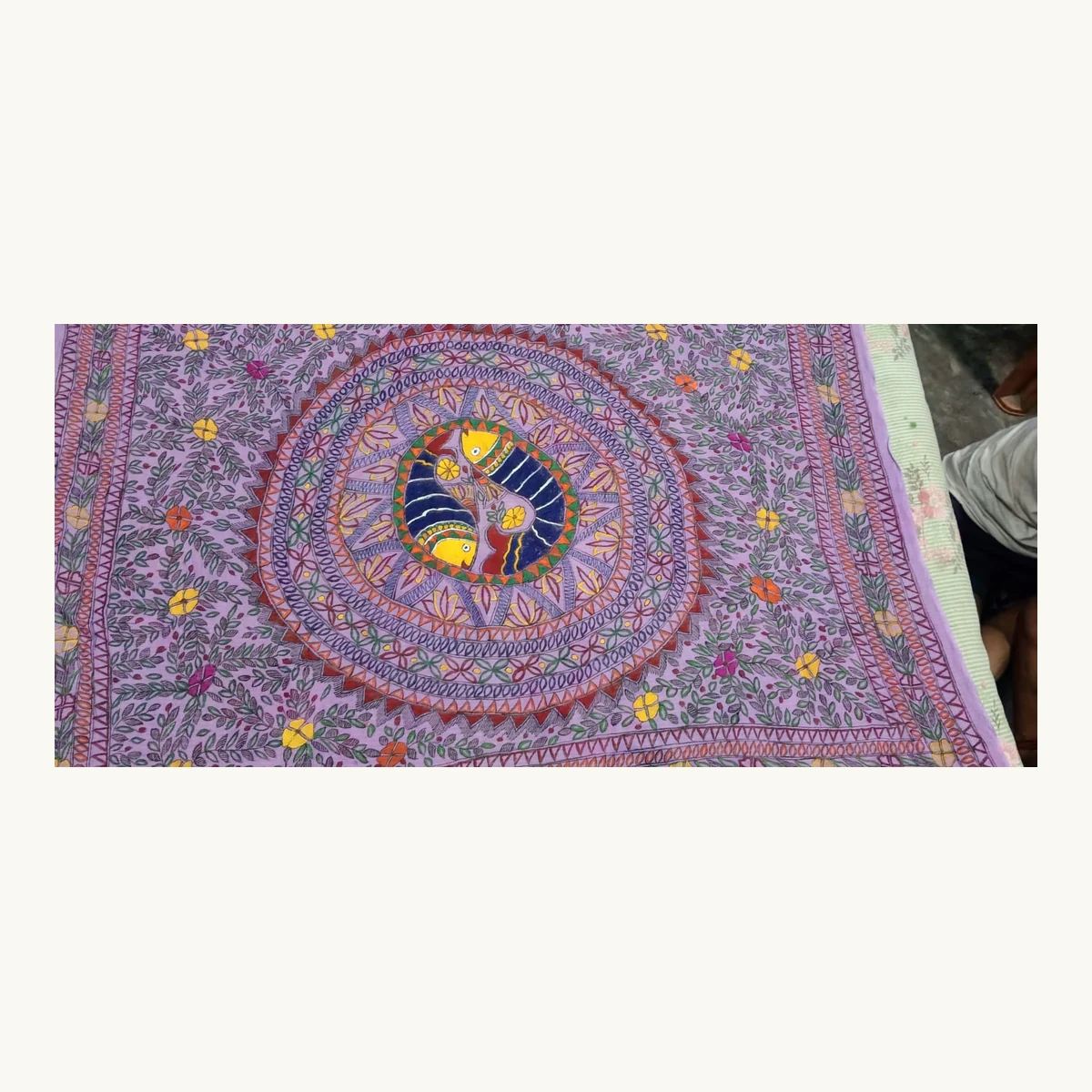 Madhubani Matsya Kamal Chiffon Saree