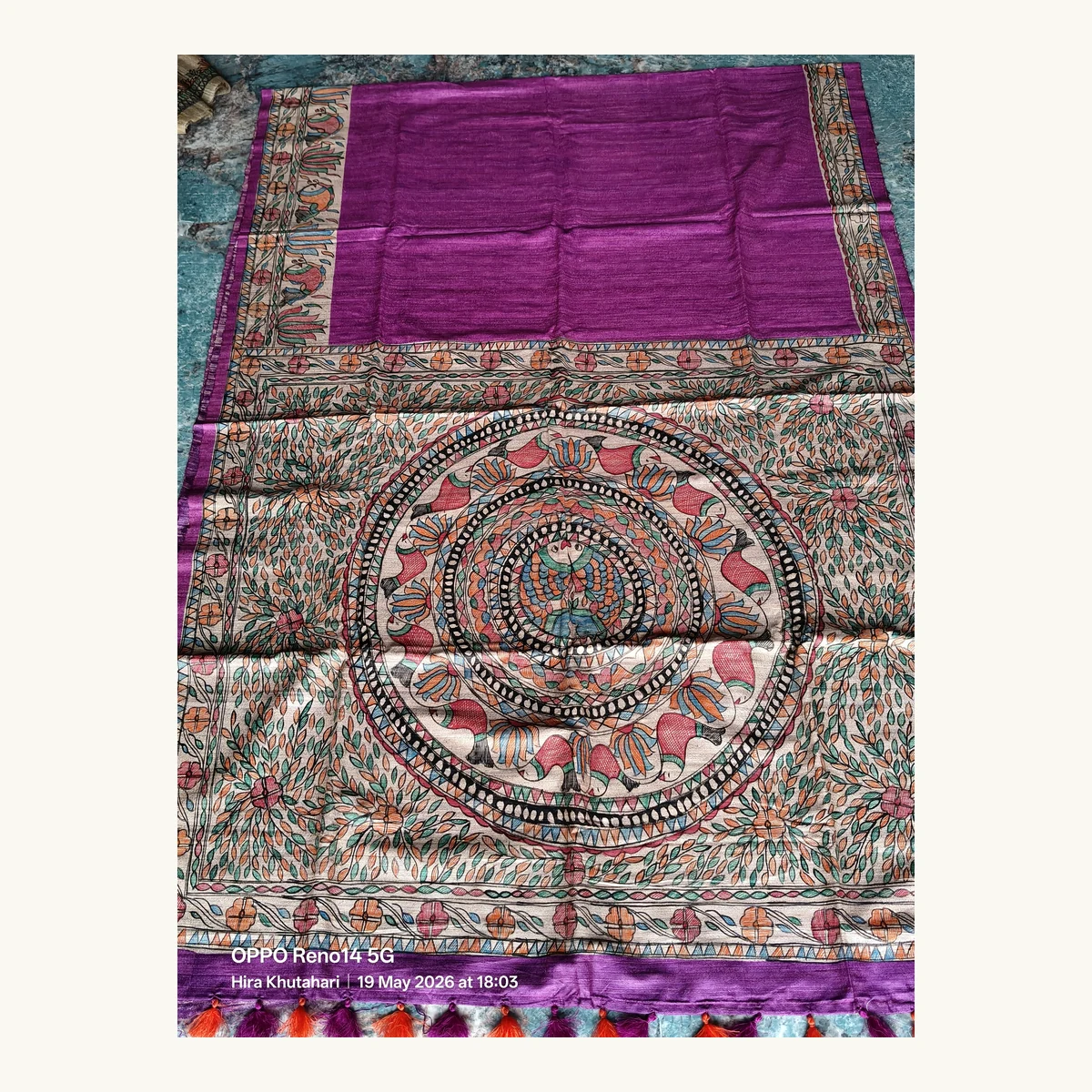 Madhubani Matsya Kamal Tussar Saree