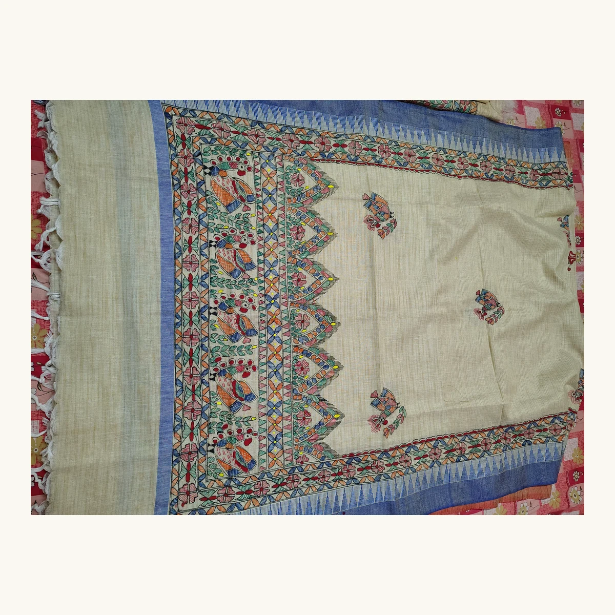 Madhubani Peacock Cotton Dupatta