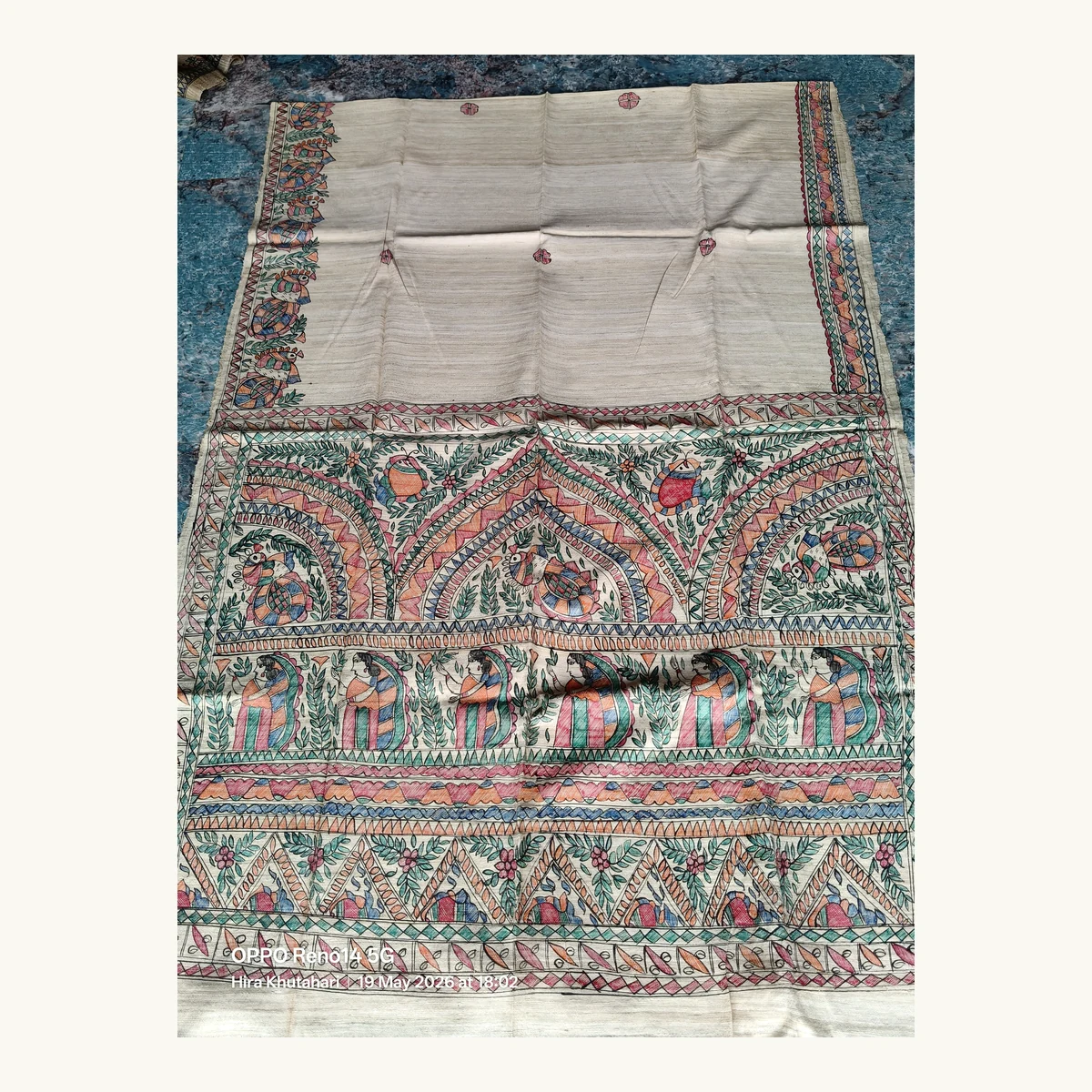Madhubani Phulwari Tussar Saree
