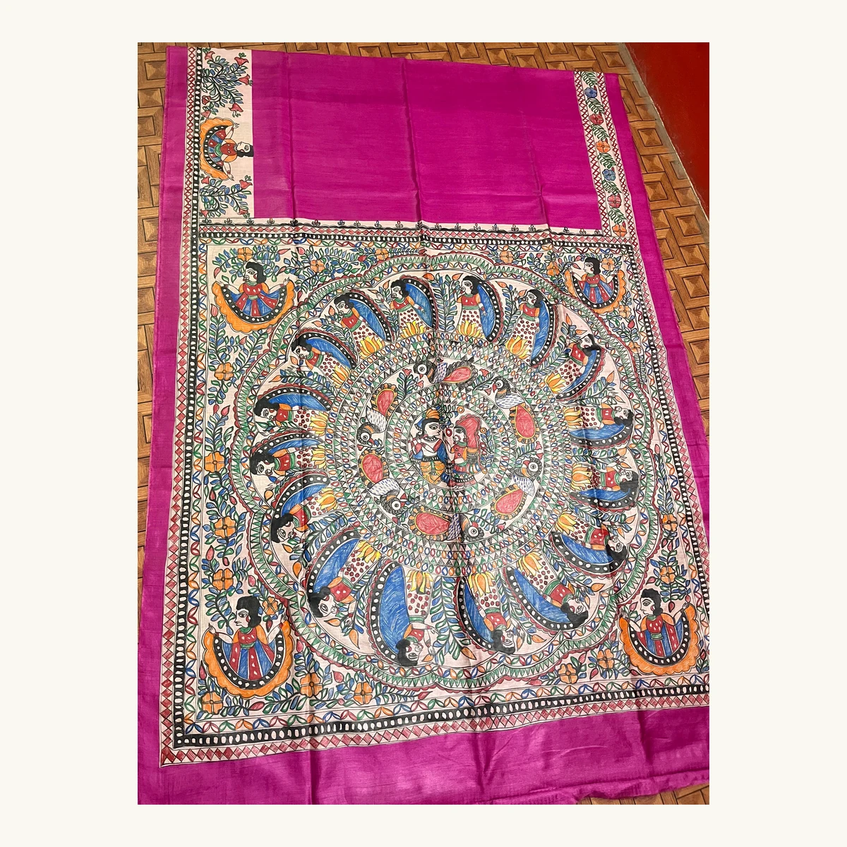 Madhubani Rasleela Tussar Saree