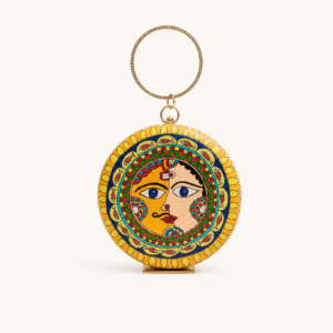 Madhubani Surya Chandrama Metal Clutch