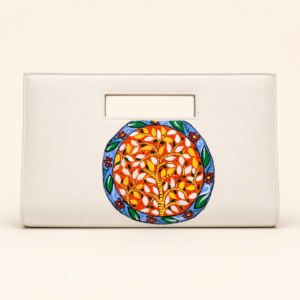 Pattachitra White Silk Clutch